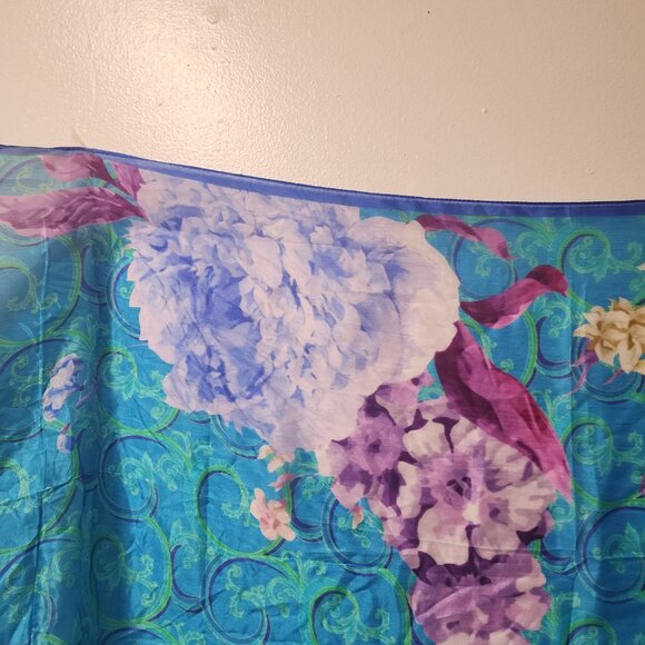 Dana Xu 100 Silk Extra Large Body Scarf Wrap Blue Purple NWT - Picture 3 of 8